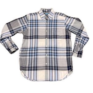 J McLaughlin Men’s Medium Blue and White Plaid Long Sleeve Button Down Shirt